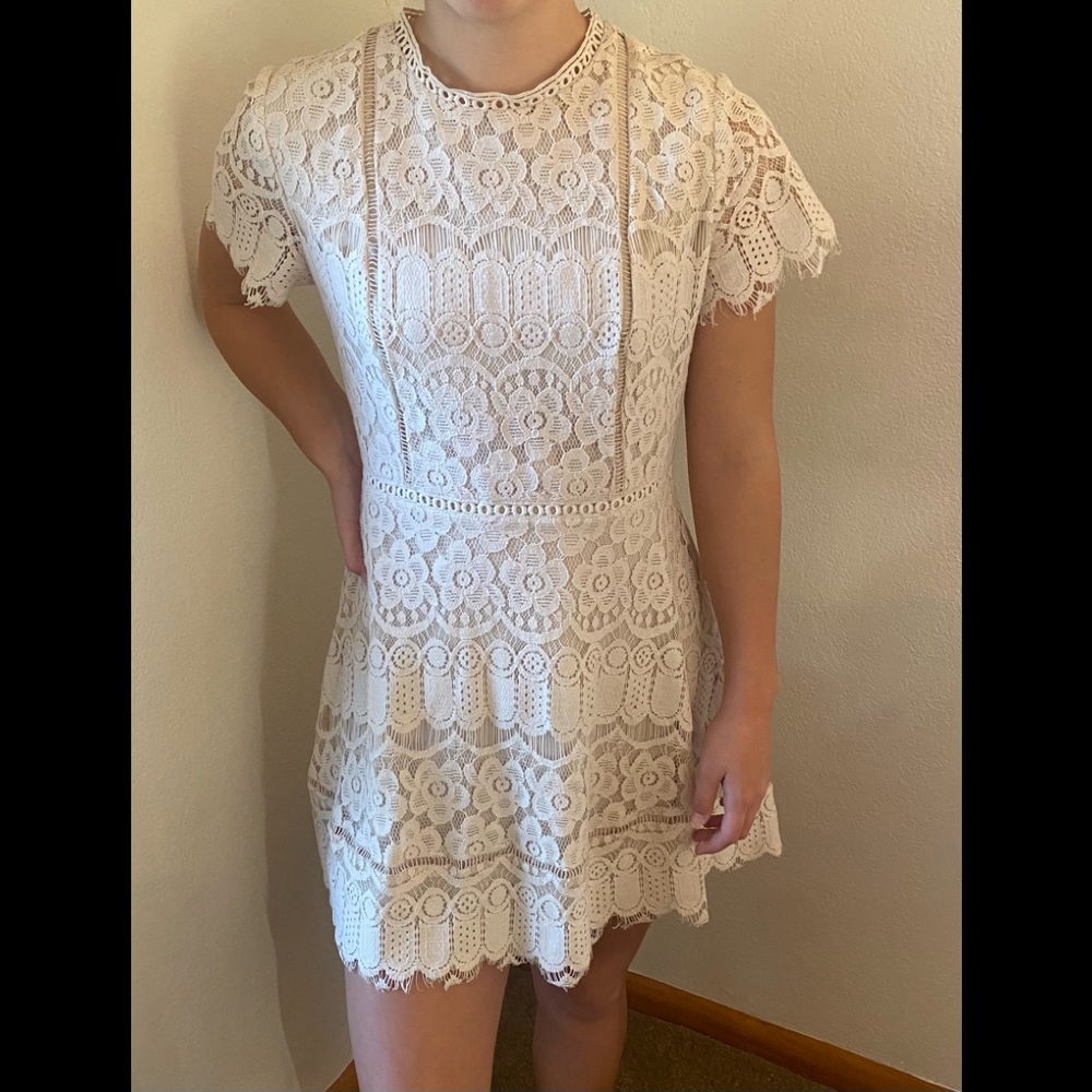 Altar’d State Tate dress- taupe, lace